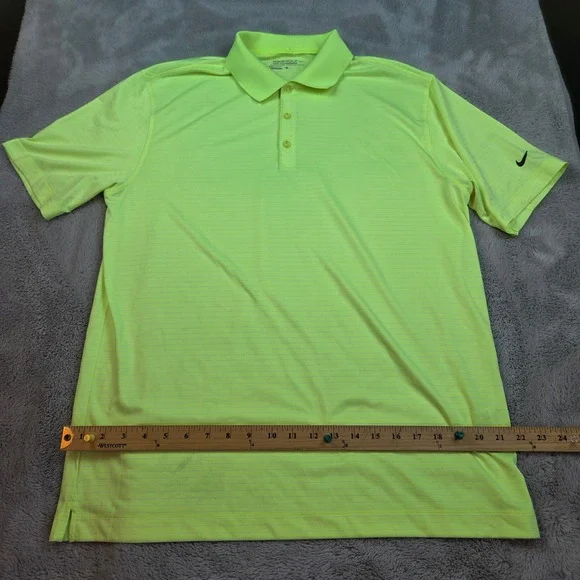Nike Golf Polo Mens L Dri-FIT Tour Performance Striped Short Sleeve Neon Yellow - Picture 1 of 6